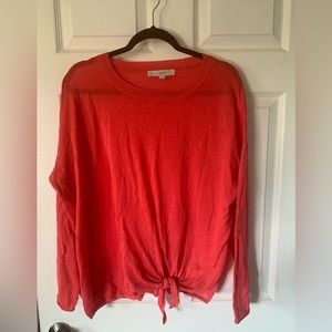 Loft tie front long sleeve tee